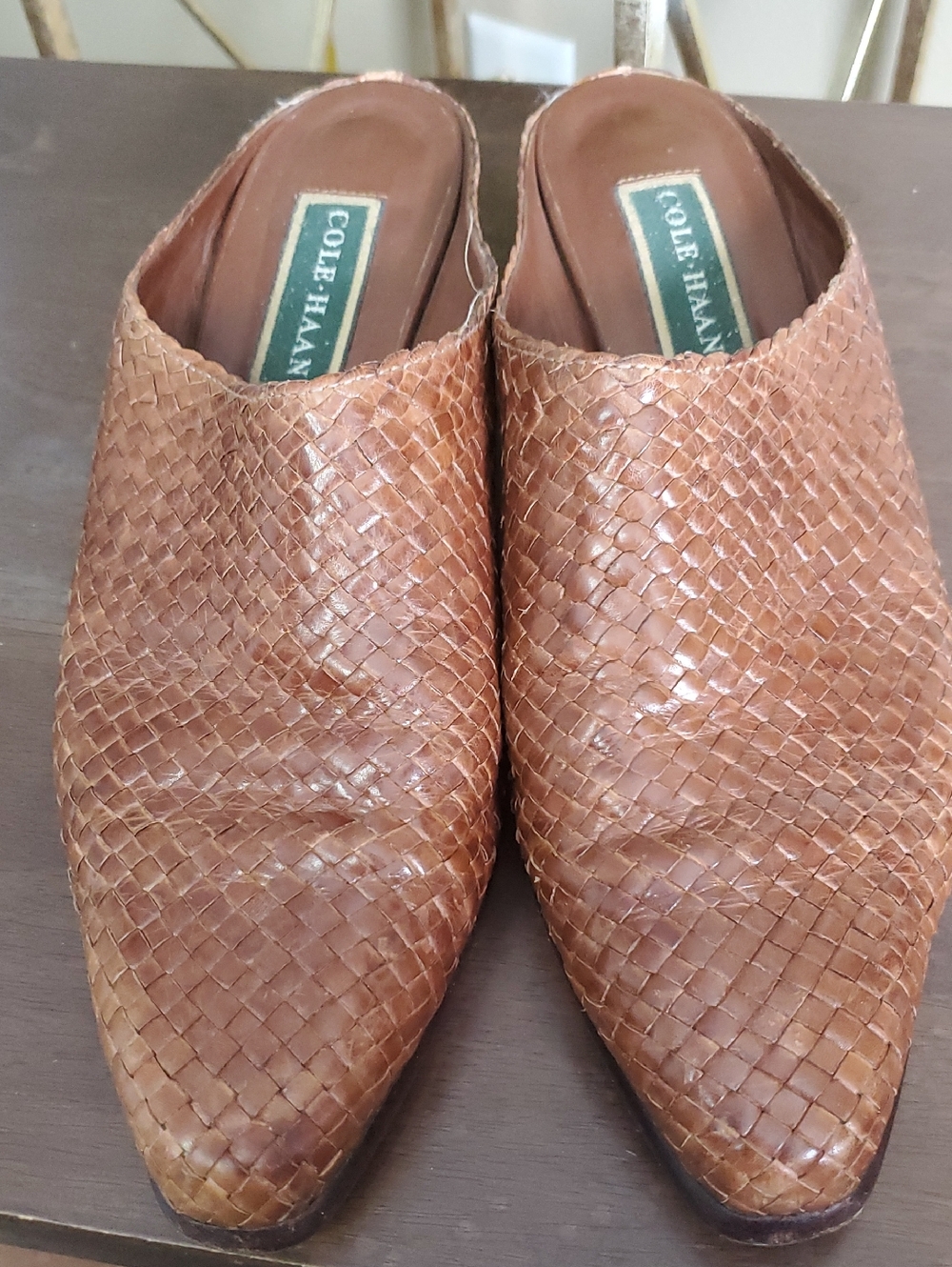 Cole Haan Woven Leather Mule in Tan Brown
